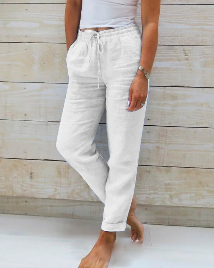 Aria Pants Made of Cotton and Linen with Elastic Waist